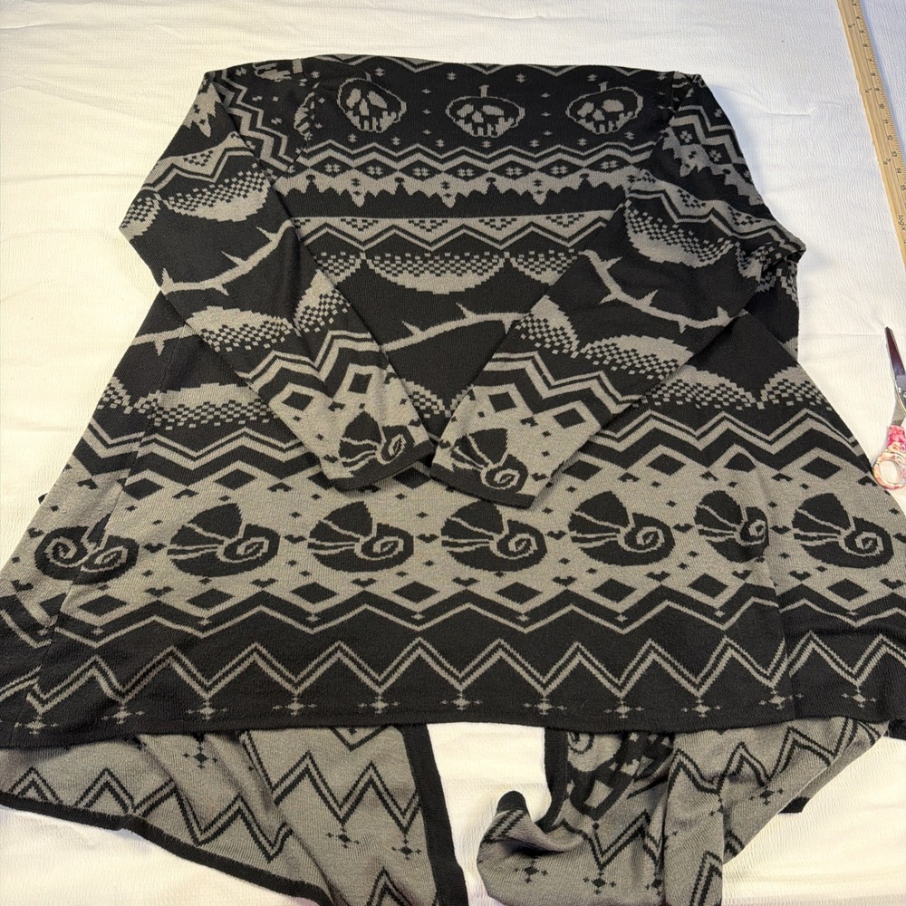 Disney Villians Open Drape Cardigan Waterfall Front‎ Knit All over pattern SZ 3X - Picture 7 of 7